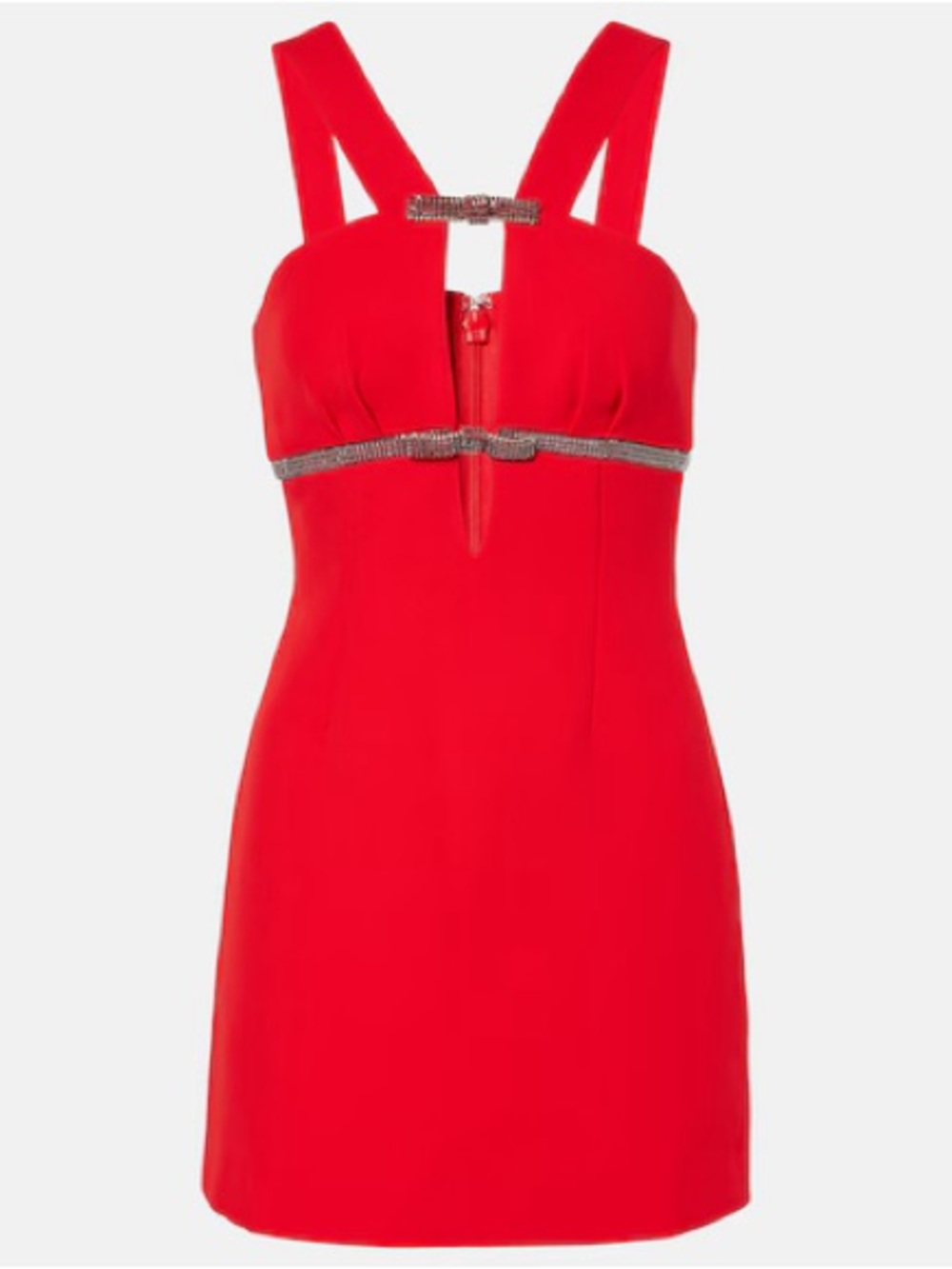 Self-Portrait Red Crepe Embellished Mini Dress